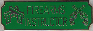 FIREARMS INSTRUCTOR Gold on Green Award Bar Uniform Pin